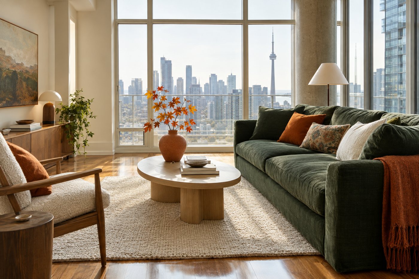 A bright, guest-ready living room